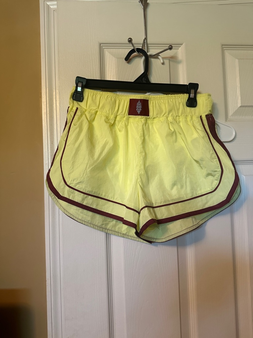 FP Movement by Free People Neon Yellow Athletic Shorts with Maroon Trim